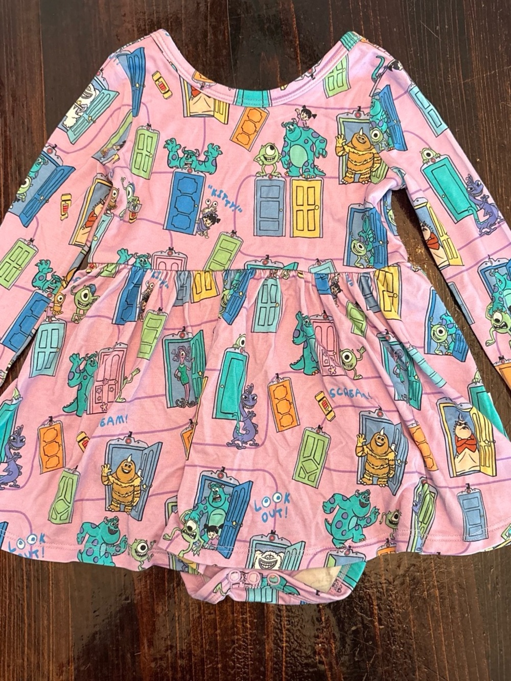 Little Sleepies Pink Monsters Doorprint Long Sleeve One-Piece